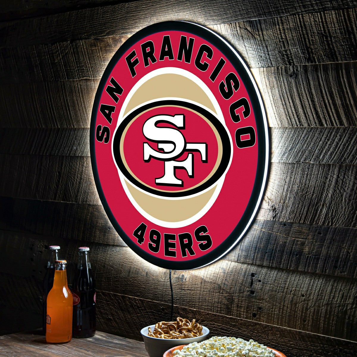 LED Wall Decor, Round, San Francisco 49ers, NFL, Home