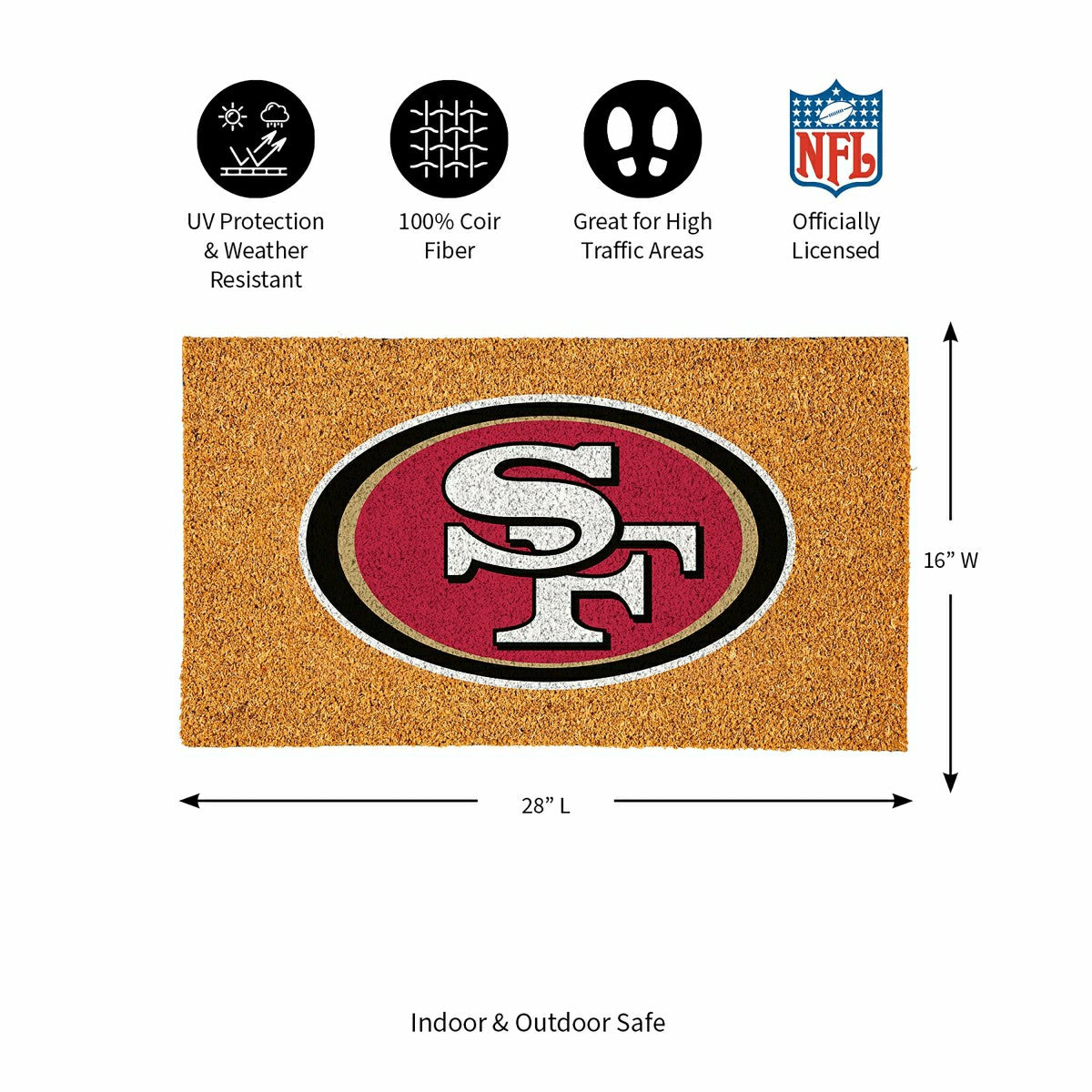 Coir Mat, 16"x28", San Francisco 49ers, NFL