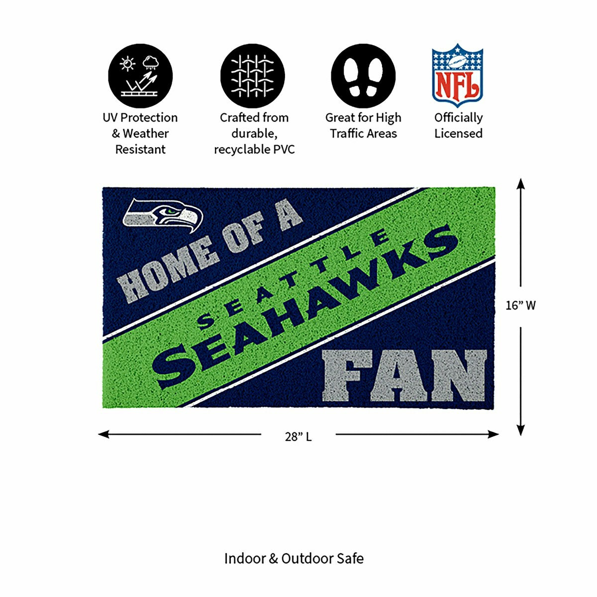 Seattle Seahawks, PVC Mat COLOR, Home of a Fan, NFL