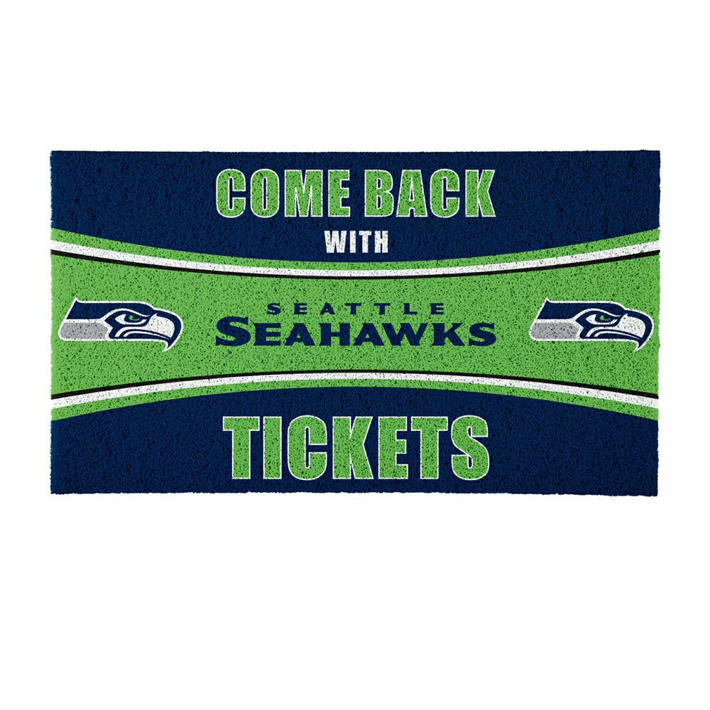 28" x 16" PVC Trapper Mat, Come Back with Tickets, Seattle Seahawks, NFL