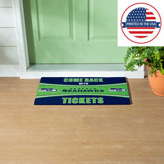 28" x 16" PVC Trapper Mat, Come Back with Tickets, Seattle Seahawks, NFL