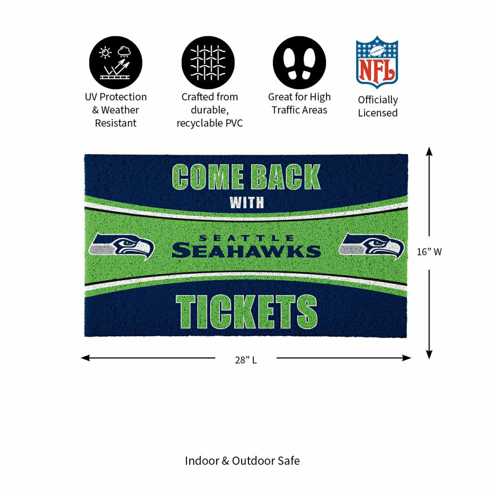 28" x 16" PVC Trapper Mat, Come Back with Tickets, Seattle Seahawks, NFL