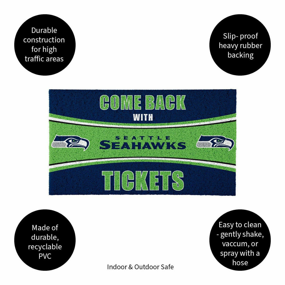 28" x 16" PVC Trapper Mat, Come Back with Tickets, Seattle Seahawks, NFL