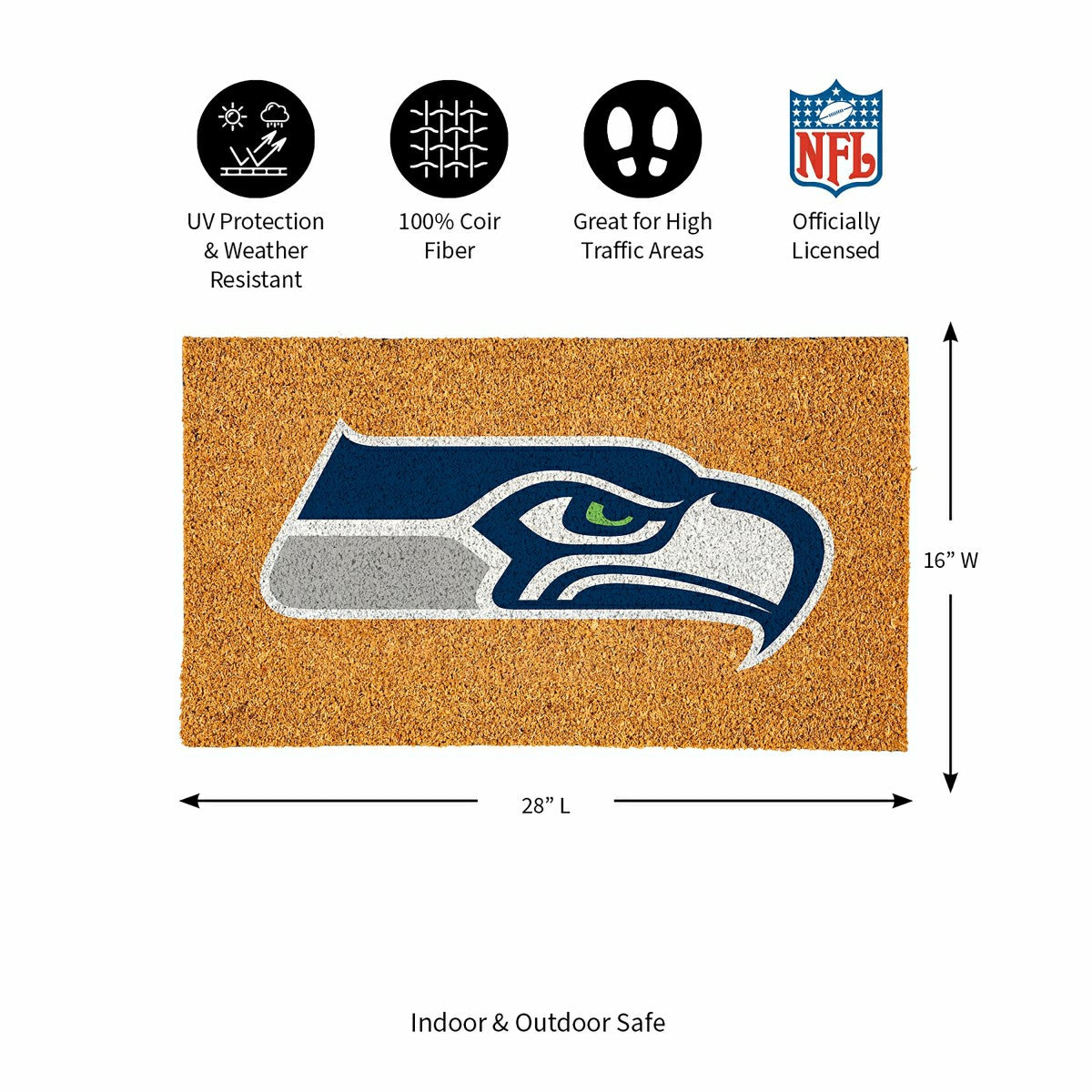 Coir Mat, 16"x28", Seattle Seahawks, NFL