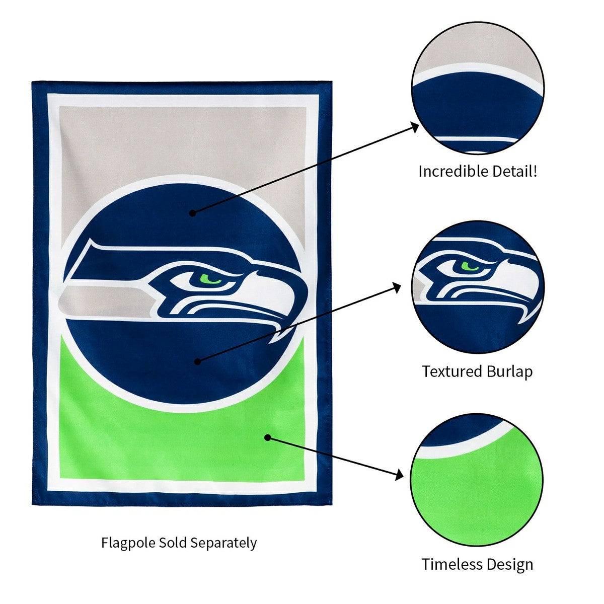 Flag, DS New Burlap, Reg, Seattle Seahawks, NFL, Home