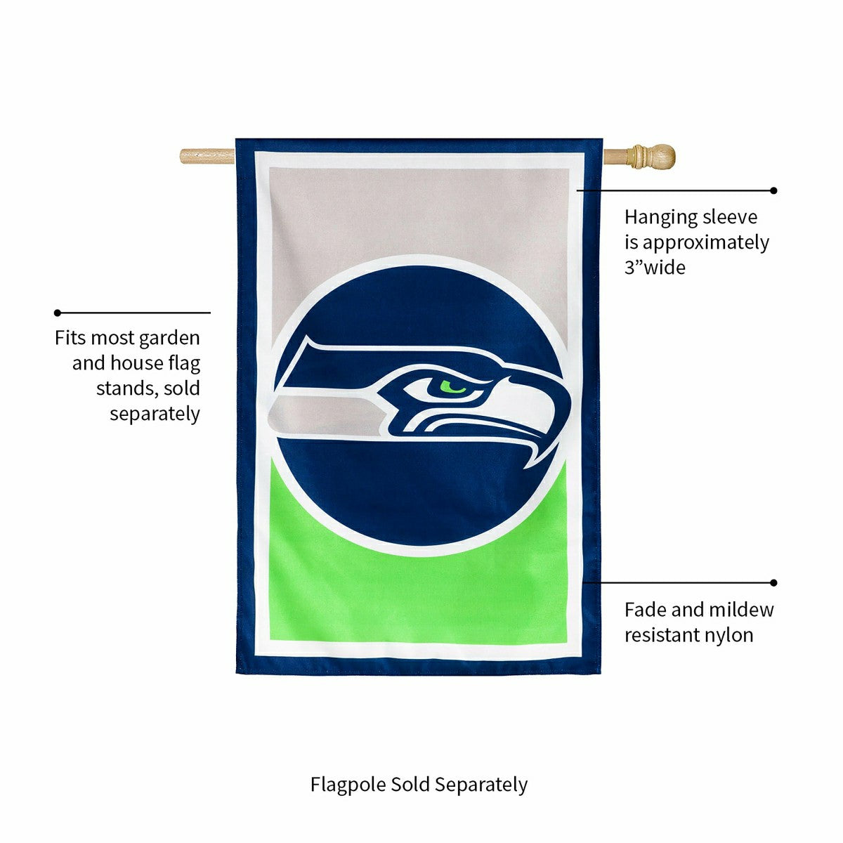 Flag, DS New Burlap, Reg, Seattle Seahawks, NFL, Home