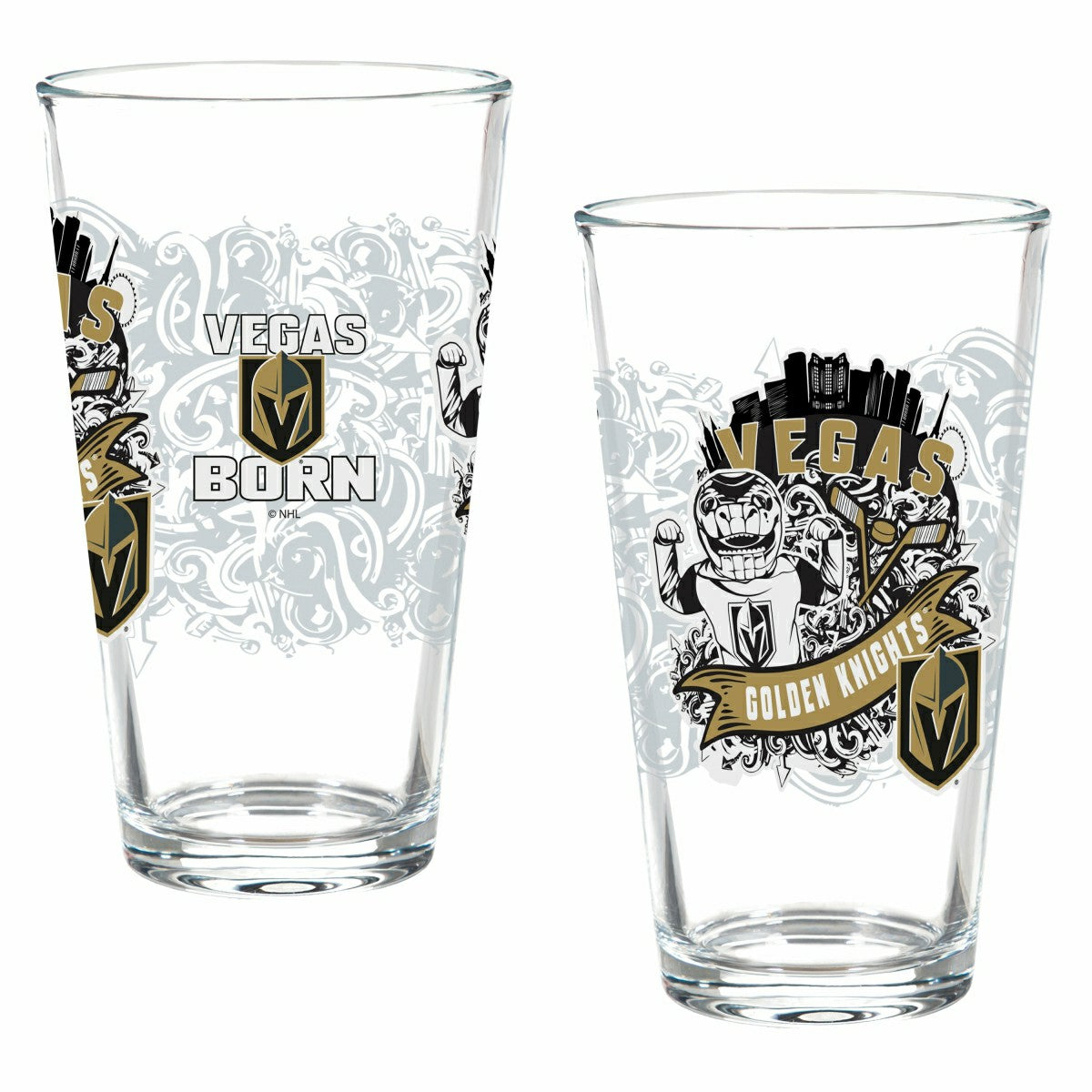 Vegas Golden Knights 16oz Glass pint, Set of 2, Home