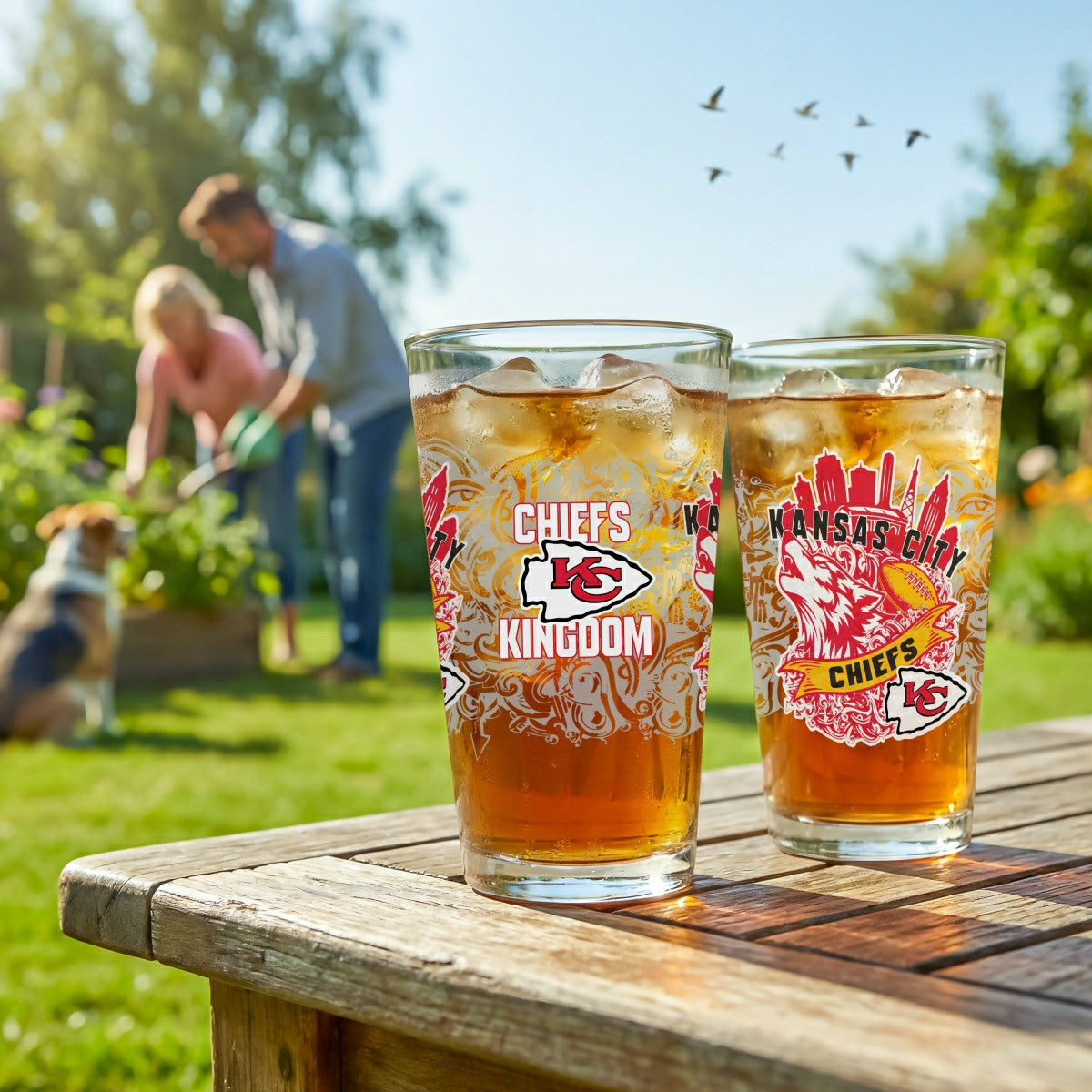 Kansas City Chiefs 16oz Glass pint, Set of 2, Home