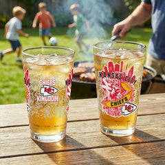 Kansas City Chiefs 16oz Glass pint, Set of 2, Home