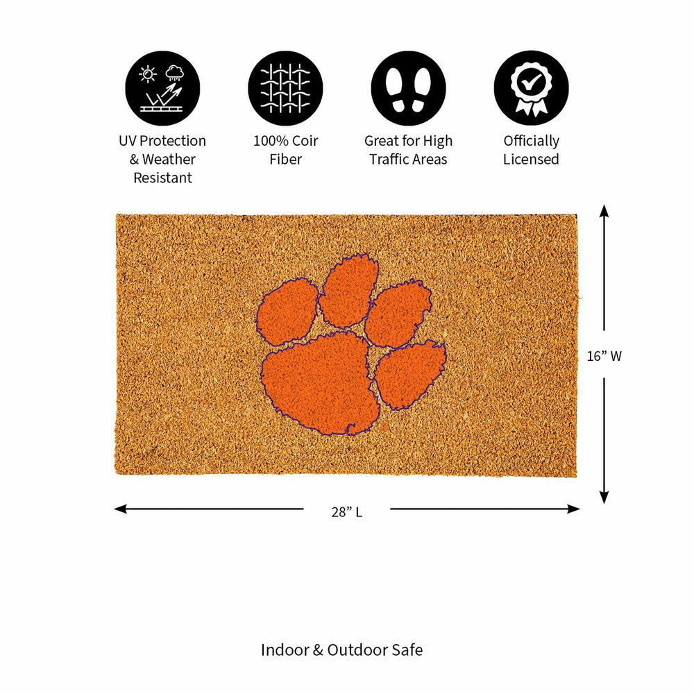 Coir Mat, 16"x28", Clemson University, Collegiate