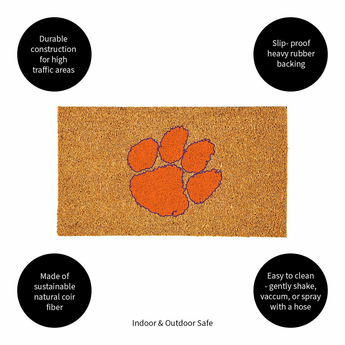 Coir Mat, 16"x28", Clemson University, Collegiate