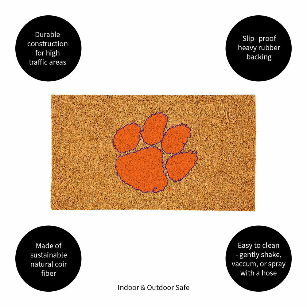 Coir Mat, 16"x28", Clemson University, Collegiate