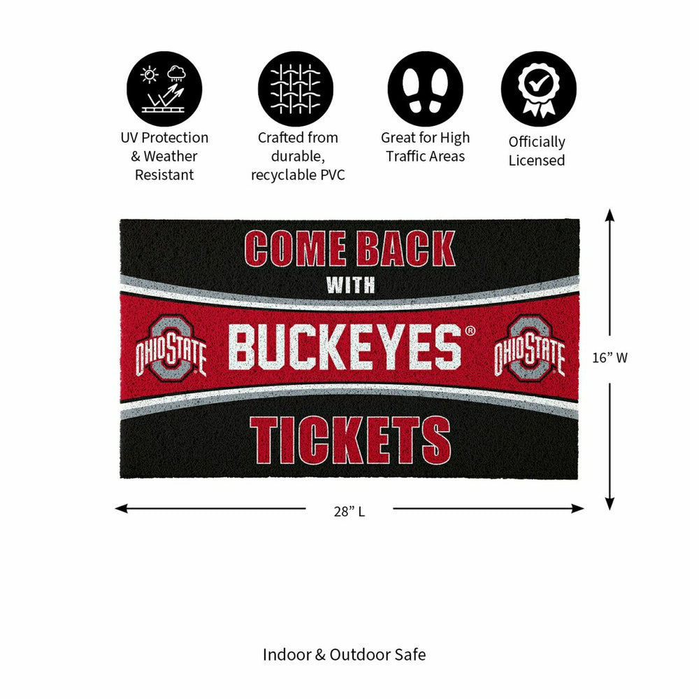 28" x 16" PVC Trapper Mat, Come Back with Tickets, Ohio State Universi, Collegiate