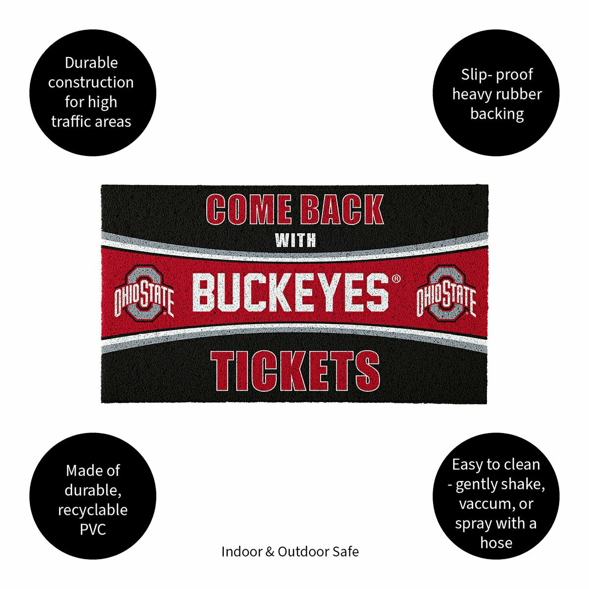 28" x 16" PVC Trapper Mat, Come Back with Tickets, Ohio State Universi, Collegiate