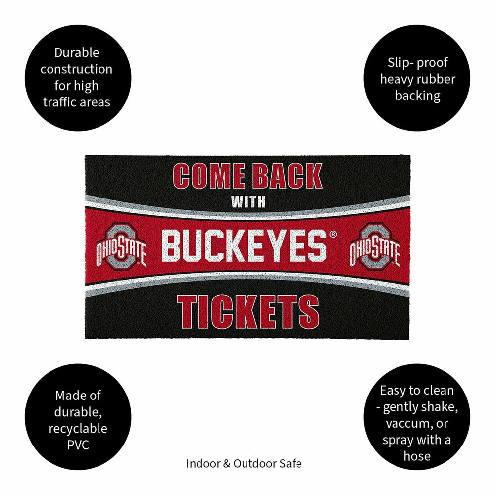 28" x 16" PVC Trapper Mat, Come Back with Tickets, Ohio State Universi, Collegiate