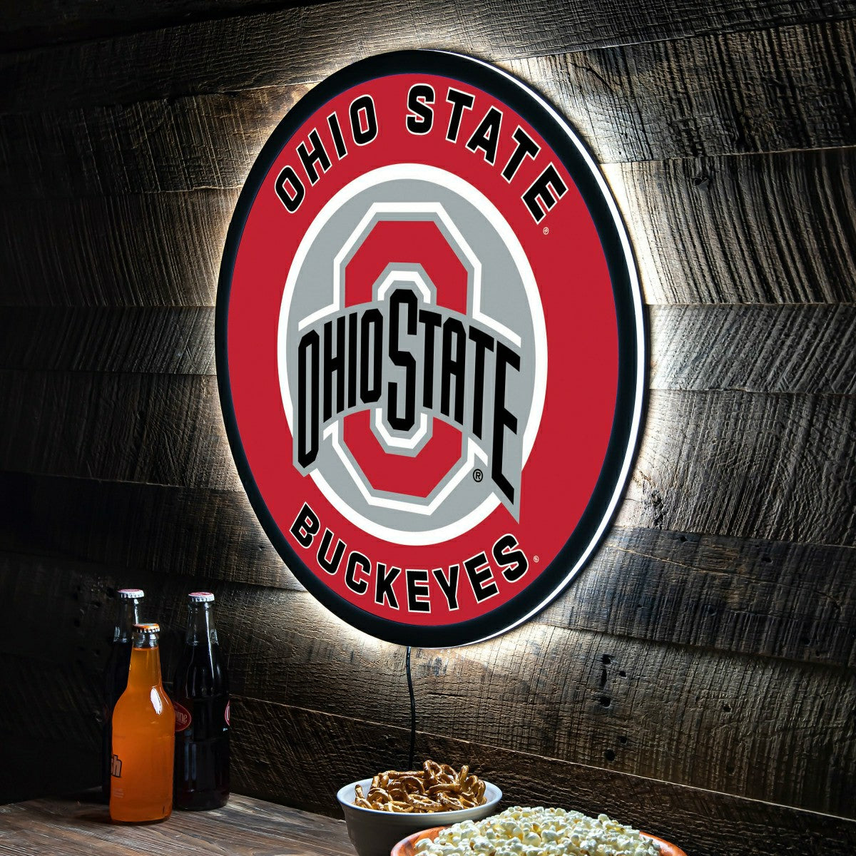 LED Wall Decor, Round, Ohio State University, Collegiate, Home