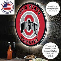 LED Wall Decor, Round, Ohio State University, Collegiate, Home