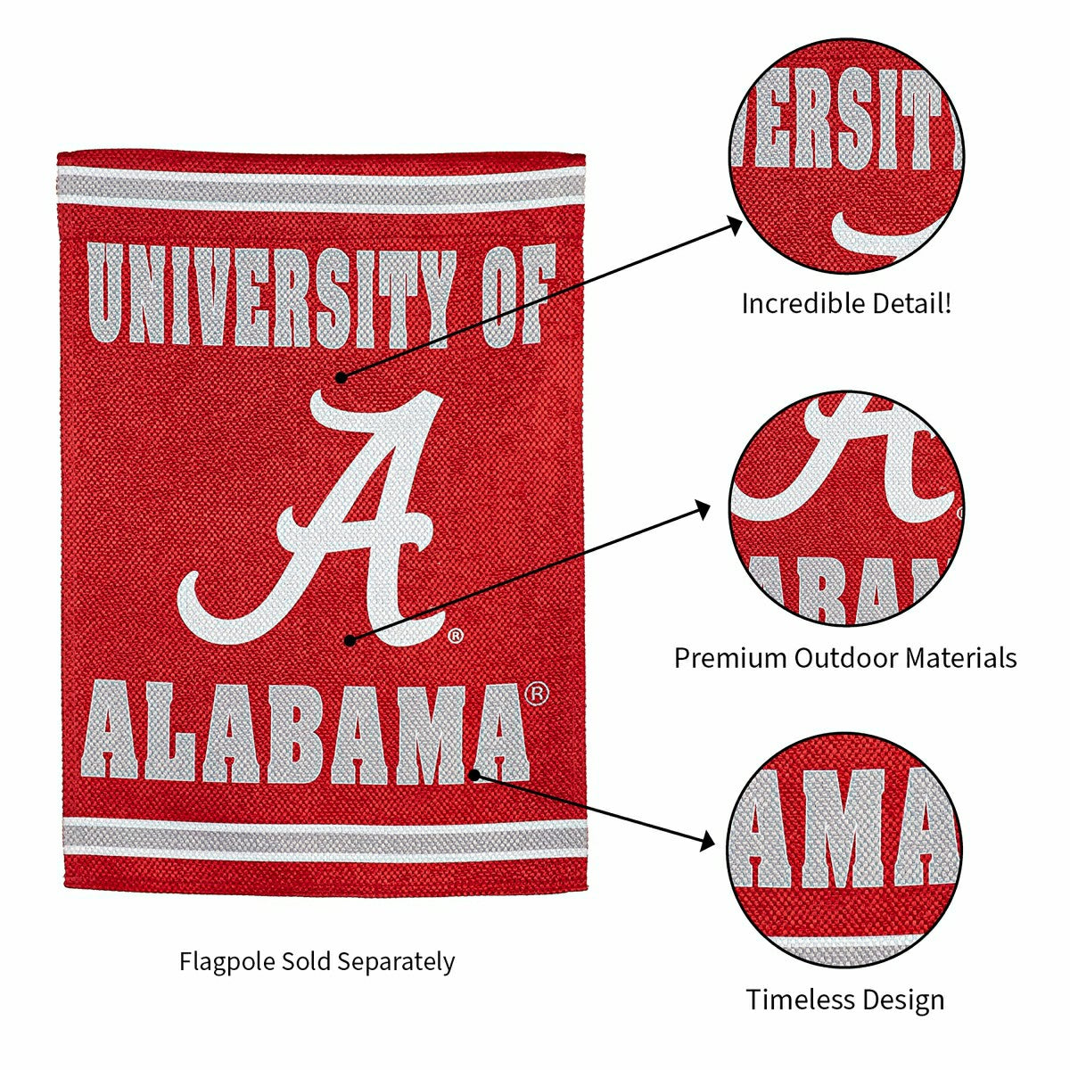 Embossed Suede Flag, GDN Size, University of Alabama, Collegiate, Home