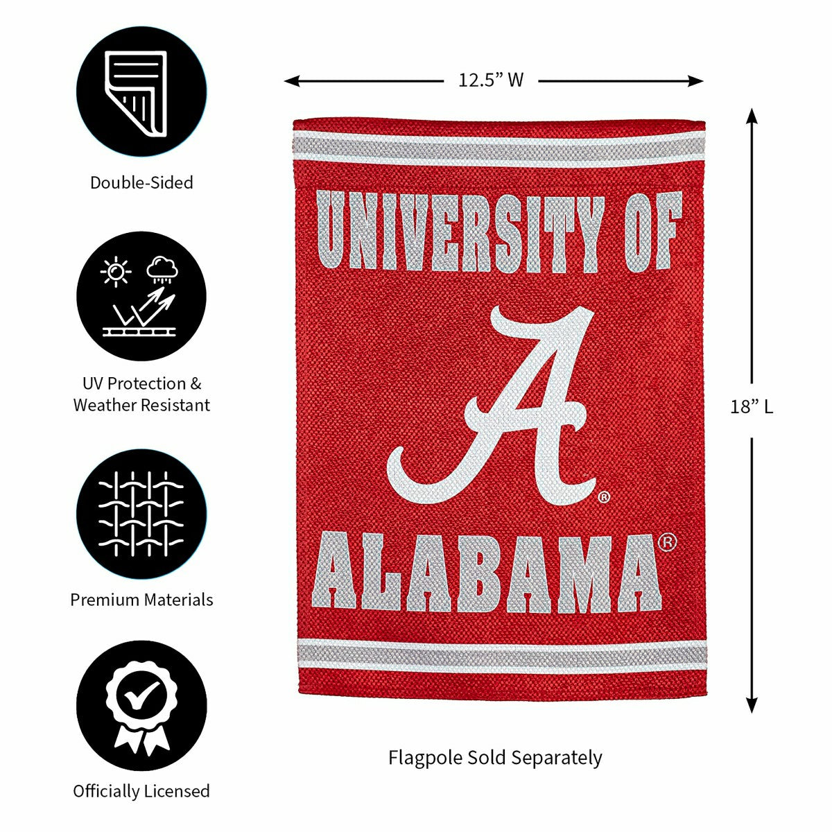 Embossed Suede Flag, GDN Size, University of Alabama, Collegiate, Home