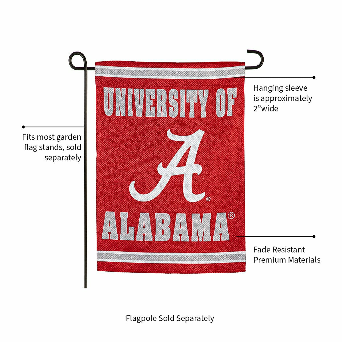 Embossed Suede Flag, GDN Size, University of Alabama, Collegiate, Home