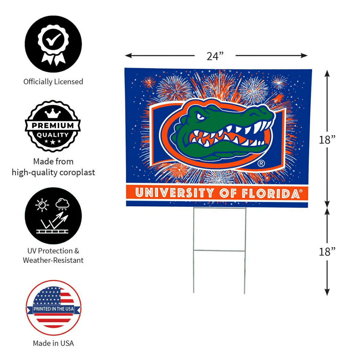 University of Florida Coroplast Yard Sign, Patriotic, Collegiate, Home