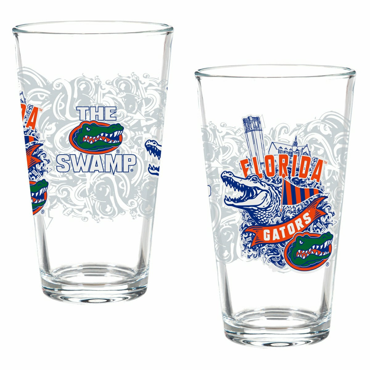 University of Florida 16oz Glass pint, Set of 2, Collegiate, Home