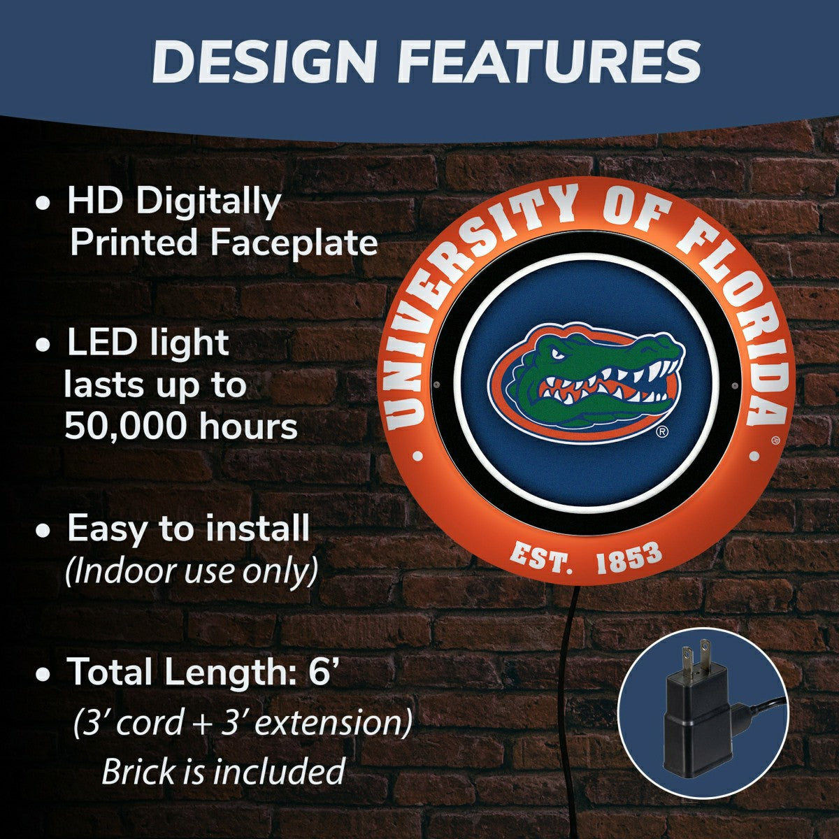 University of Florida, Metal Lite, Round, Collegiate
