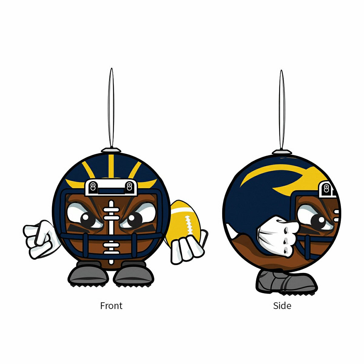 University Of Michigan, Ball Head Ornament, Collegiate, Home