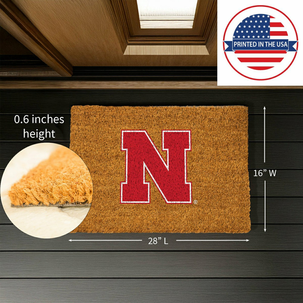 Coir Mat, 16"x28", University of Nebraska, Collegiate