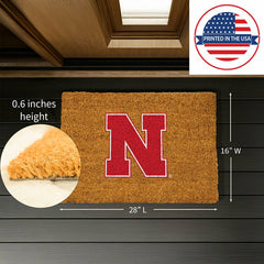 Coir Mat, 16"x28", University of Nebraska, Collegiate