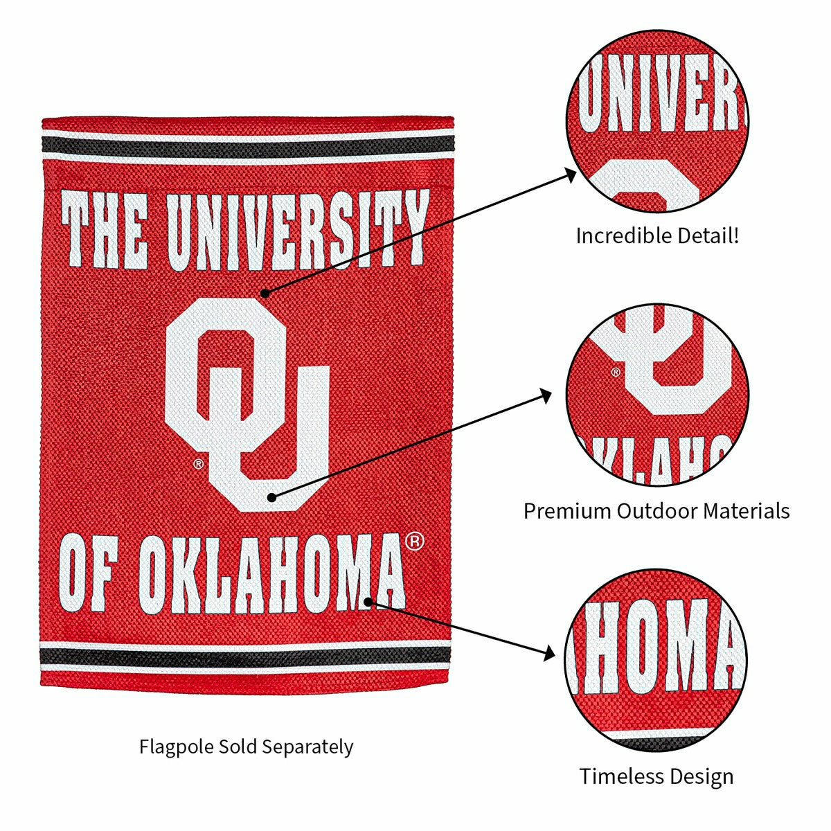 University of Oklahoma Embossed Suede Garden Flag, Collegiate, Home