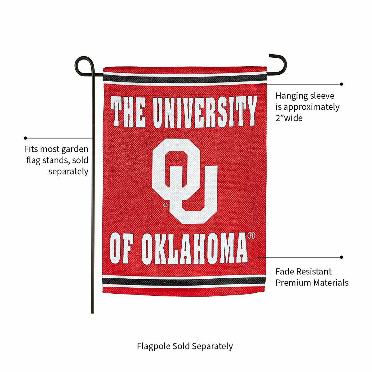 University of Oklahoma Embossed Suede Garden Flag, Collegiate, Home