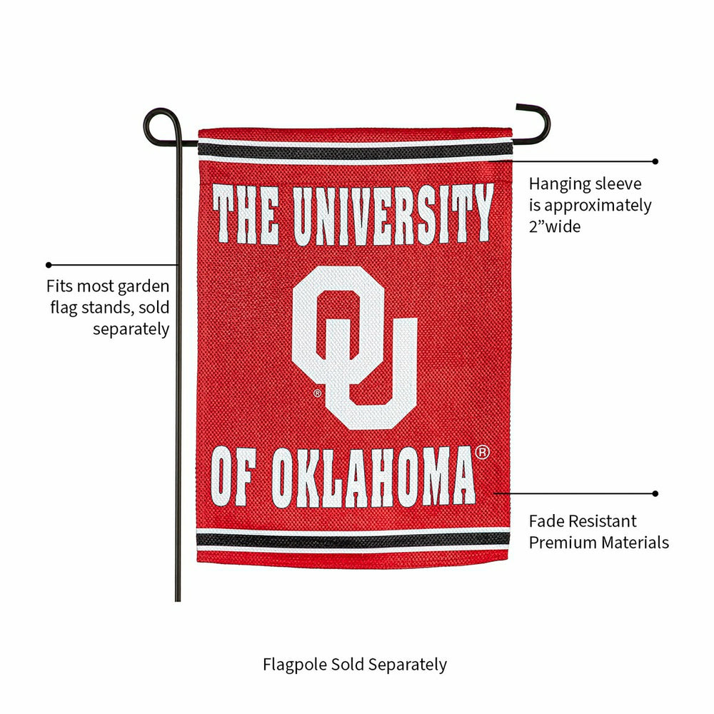 University of Oklahoma Embossed Suede Garden Flag, Collegiate, Home