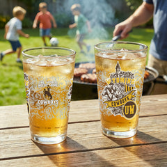 University of Wyoming 16oz Glass pint, Set of 2, Home