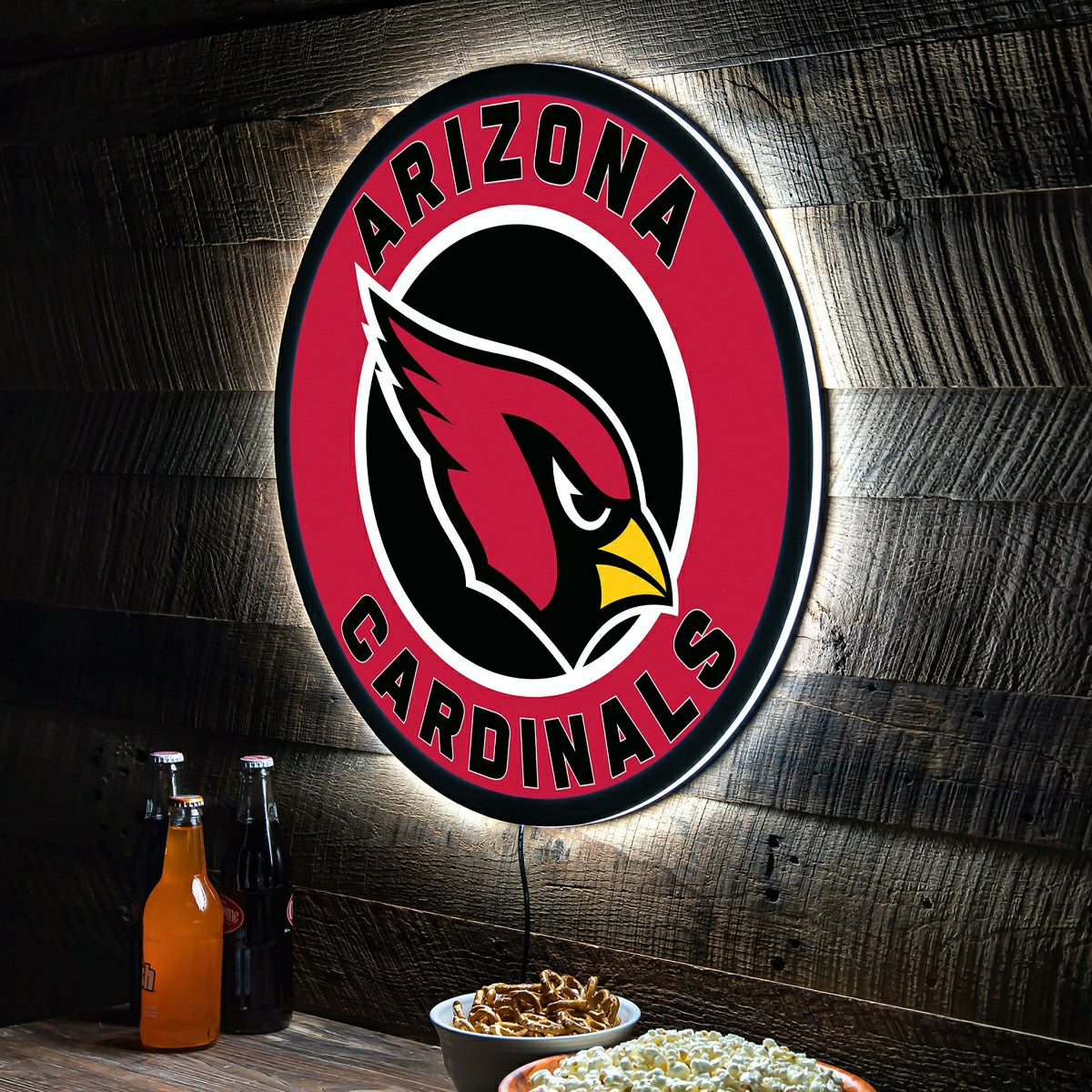 LED Wall Decor, Round, Arizona Cardinals, Home