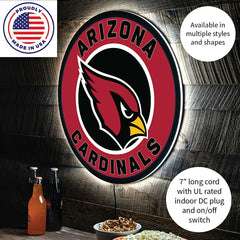 LED Wall Decor, Round, Arizona Cardinals, Home