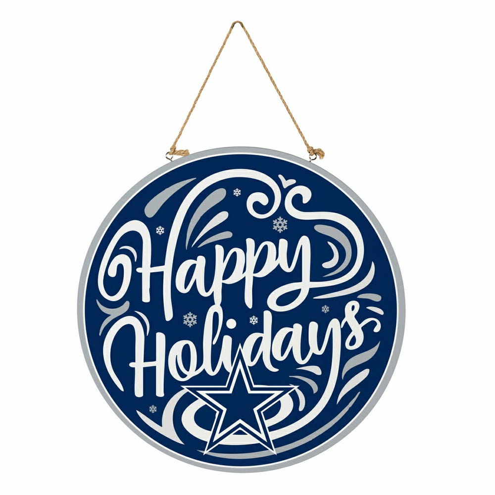 Dallas Cowboys Holiday Round Door Décor with Hanging Rope, 18x18, Home