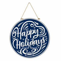 Dallas Cowboys Holiday Round Door Décor with Hanging Rope, 18x18, Home