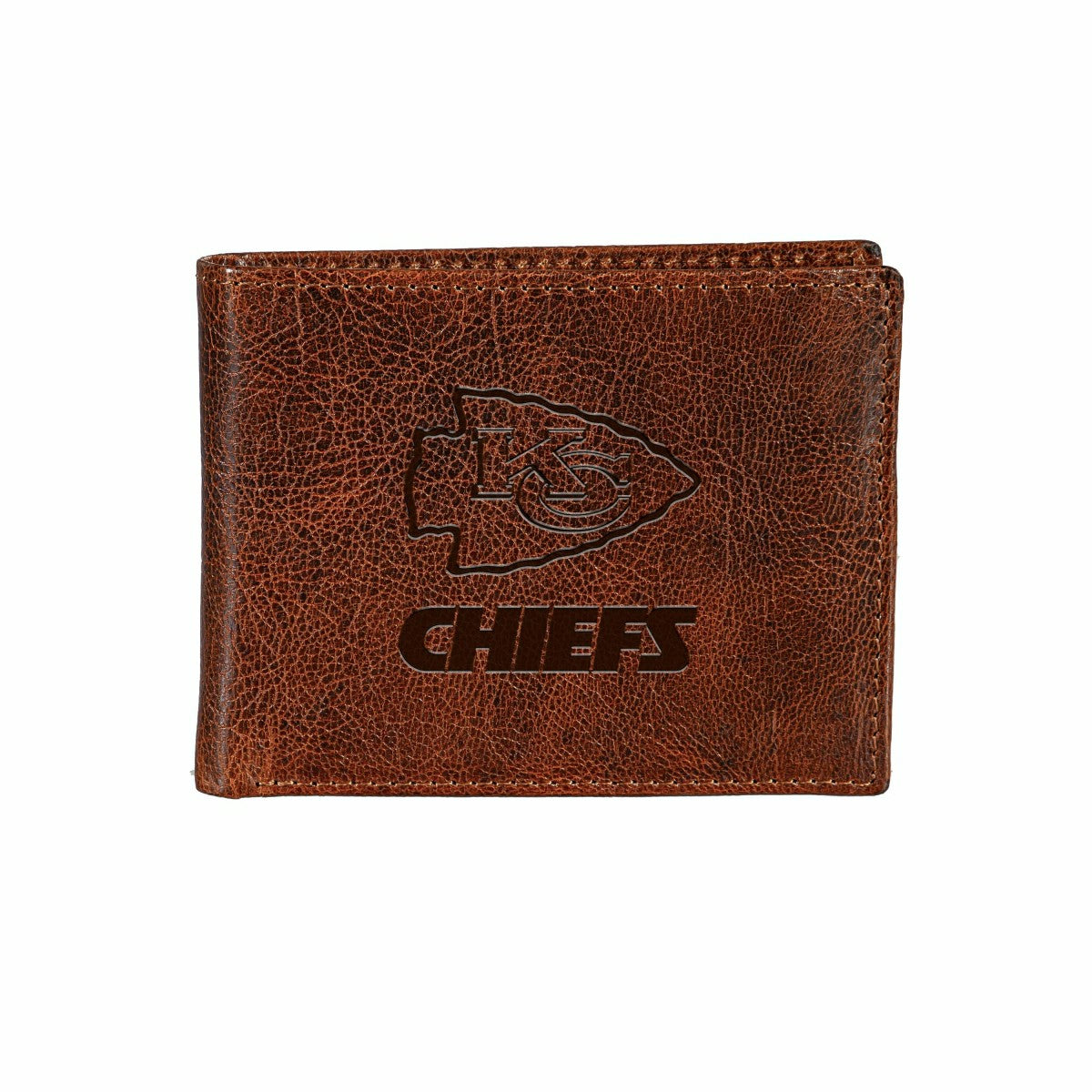 Kansas City Chiefs, Embossed 100% Genuine Tumbled Leather Passcase Bi-, Home