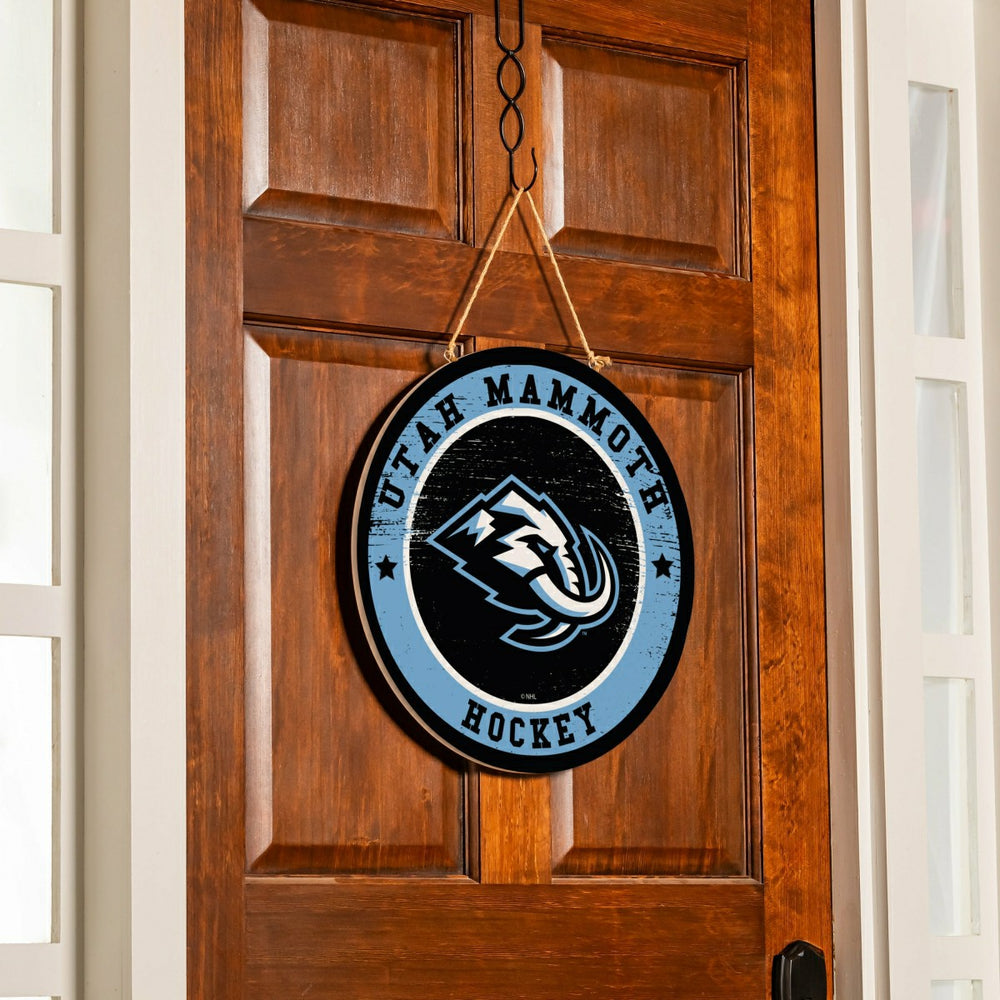 Utah Hockey Club Round Door Décor with Hanging Rope, 18x18, Home