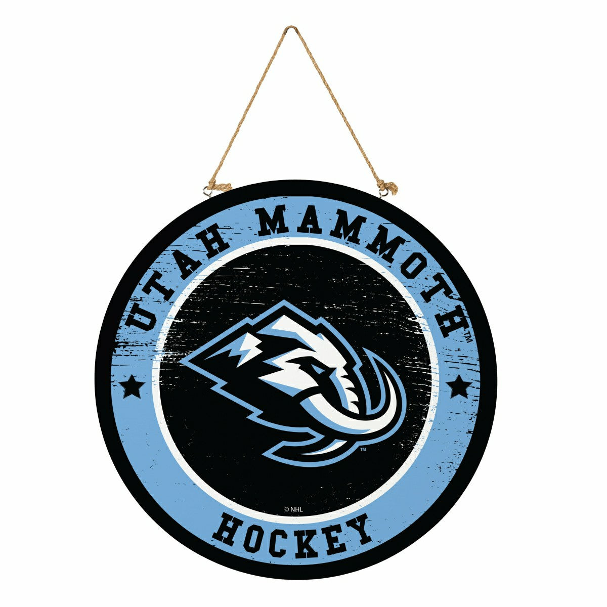 Utah Hockey Club Round Door Décor with Hanging Rope, 18x18, Home