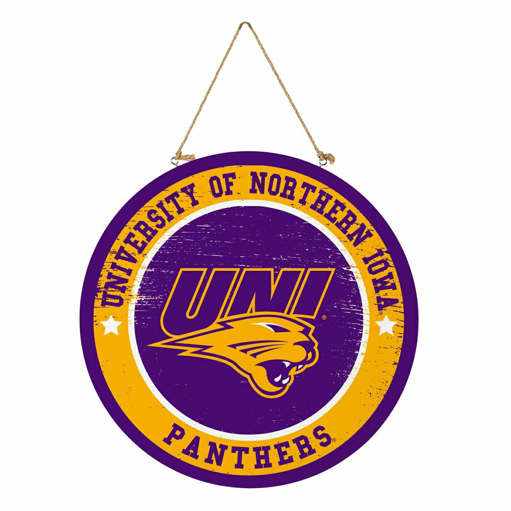 University of Northern Iowa Round Door Décor with Hanging Rope, 18x18, Home