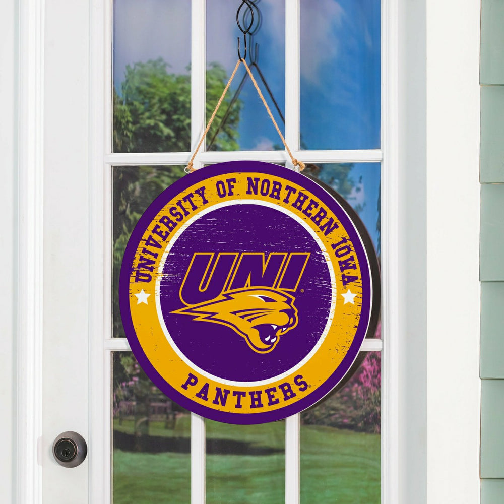 University of Northern Iowa Round Door Décor with Hanging Rope, 18x18, Home