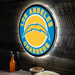 LED Wall Decor, Round, Los Angeles Chargers, Home