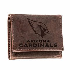 Arizona Cardinals, Tri-Fold Wallet, Brown, CH, 100% Genuine Leather, Home
