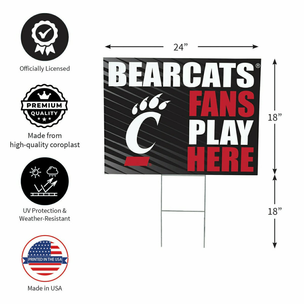 University of Cincinnati Coroplast Yard Sign "Fans Play Here", Home