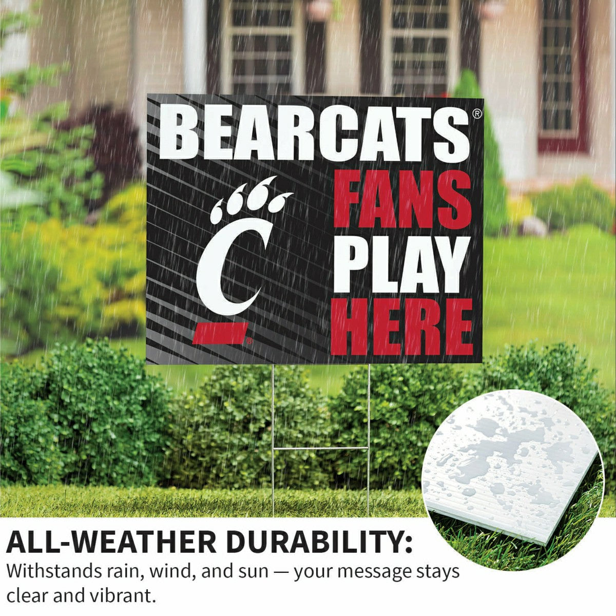 University of Cincinnati Coroplast Yard Sign "Fans Play Here", Home