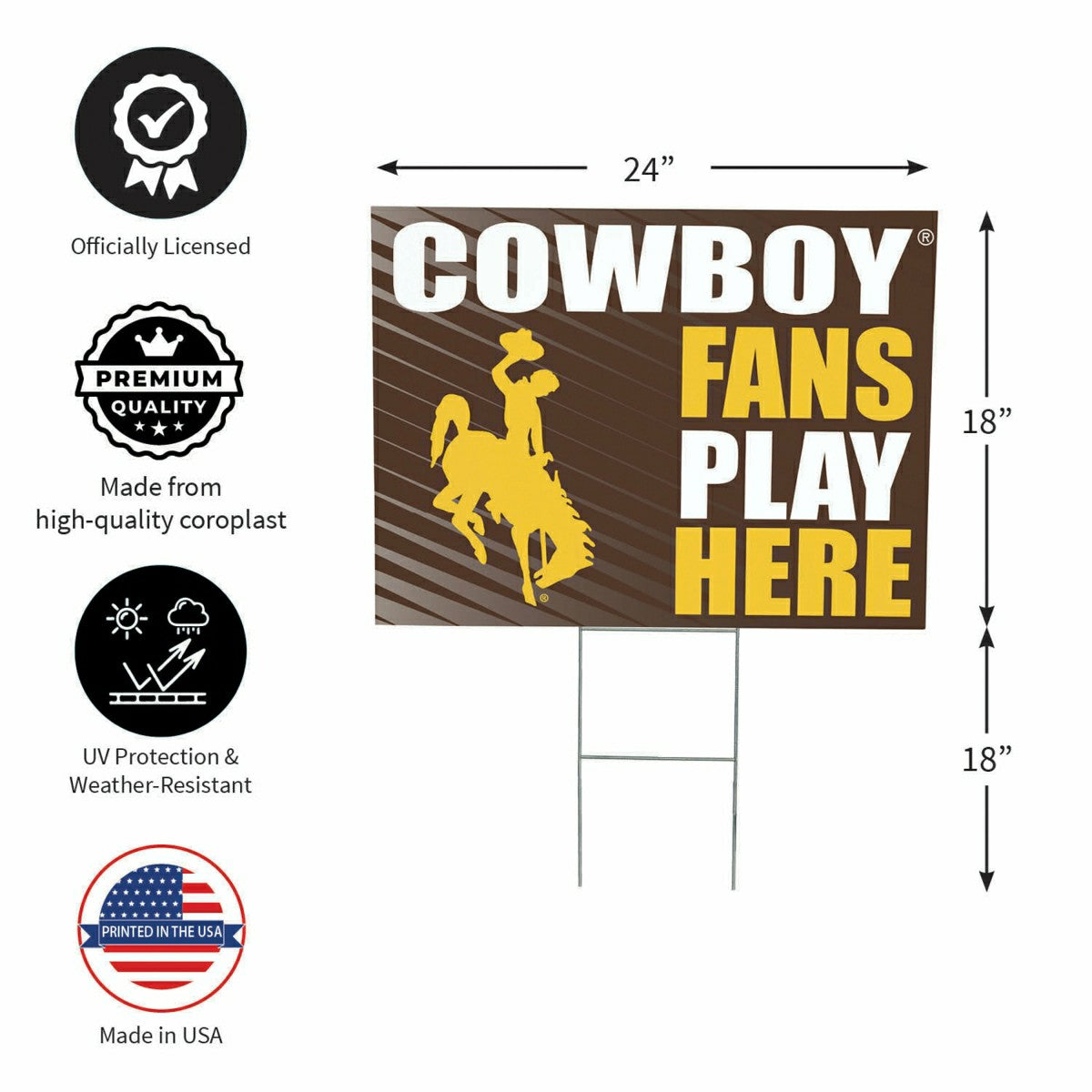 University of Wyoming Coroplast Yard Sign "Fans Play Here", Home