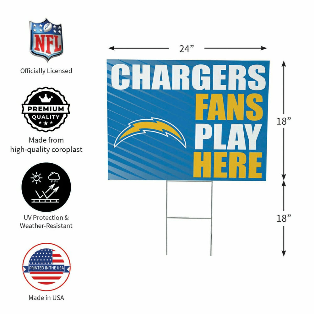Los Angeles Chargers Coroplast Yard Sign "Fans Play Here", Home
