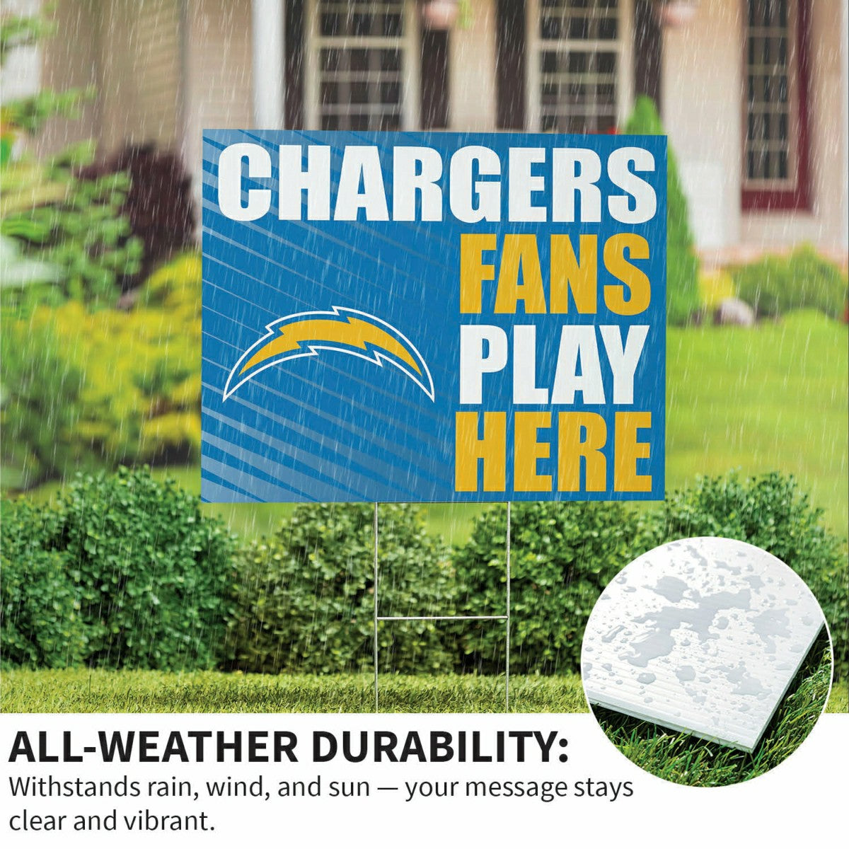 Los Angeles Chargers Coroplast Yard Sign "Fans Play Here", Home